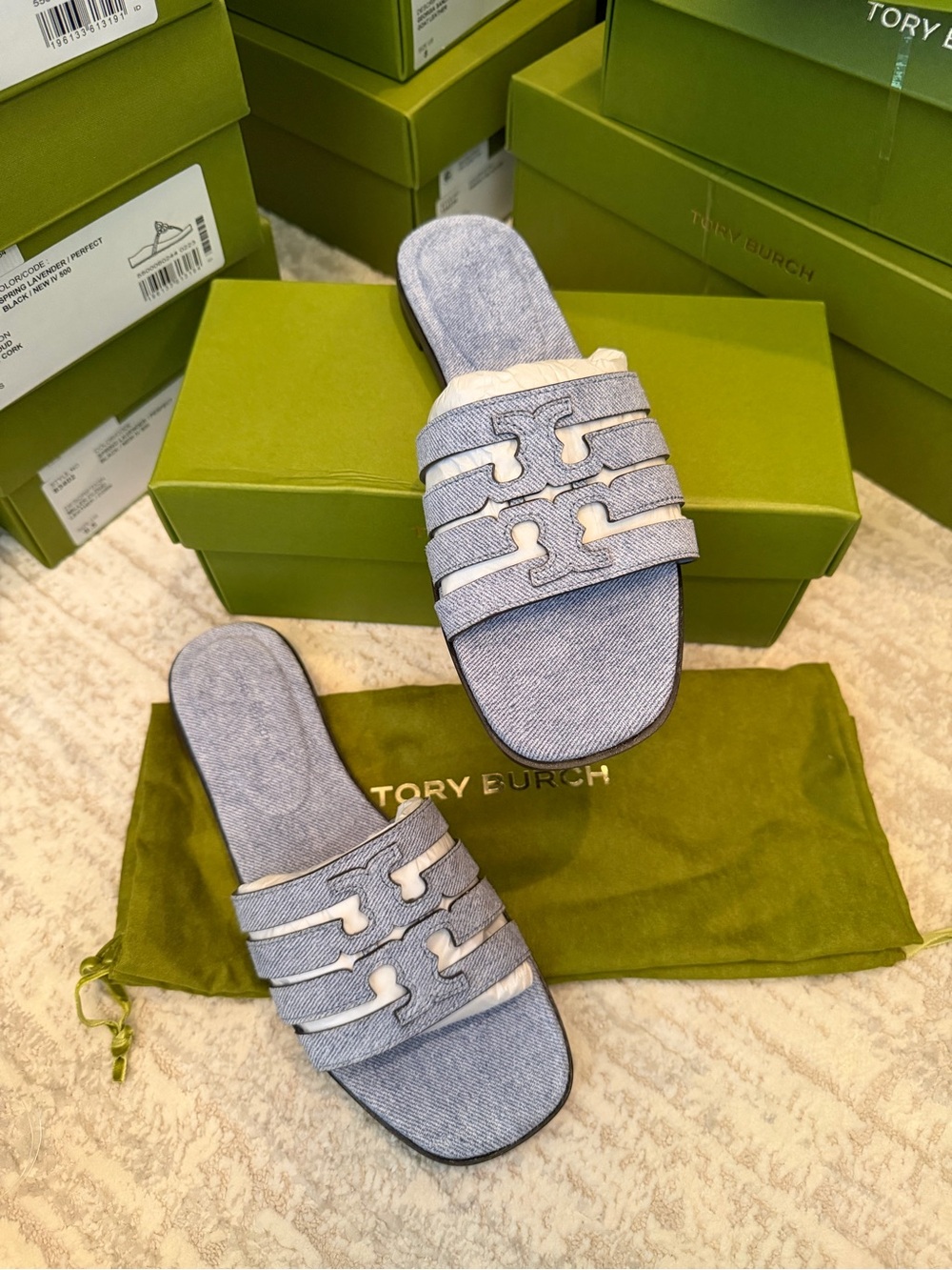 Tory Burch Denim Ines Slide Sandals